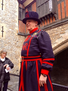 We also visited the Tower of London and got a tour from this Beefeater. He was very tall and very brash, so we got along well.