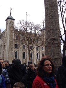 The White Tower in the background. A lot of interesting things have happened here. It had accommodation for the king, housed supplies, and at one point the bones of two boys were found, assumed to be those of the imprisoned princes who mysteriously disappeared in the tower.