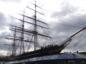 We took a boat to Greenwich. Here's the Cutty Sark, a tea clipper that used to go between Britain and China.